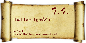 Thaller Ignác névjegykártya