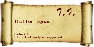 Thaller Ignác névjegykártya